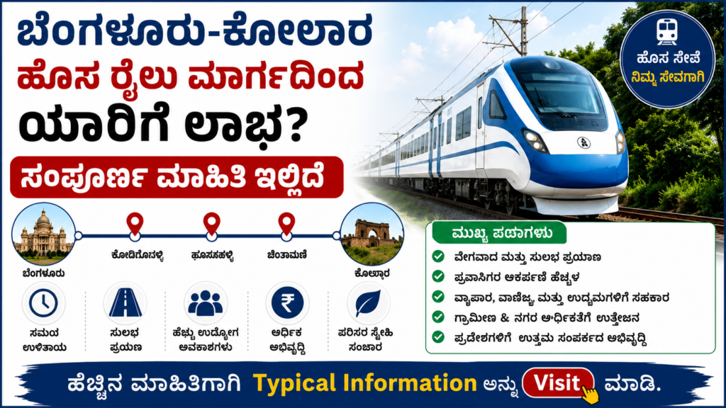 ಬೆಂಗಳೂರು–ಕೋಲಾರ ಹೊಸ ನೇರ ರೈಲು ಮಾರ್ಗ: ಯಾವ ಮಾರ್ಗದಲ್ಲಿ ರೈಲು ಸಂಚರಿಸಲಿದೆ? ಯಾರಿಗೆ ಲಾಭ? ಇಲ್ಲಿದೆ ಸಂಪೂರ್ಣ ಮಾಹಿತಿ